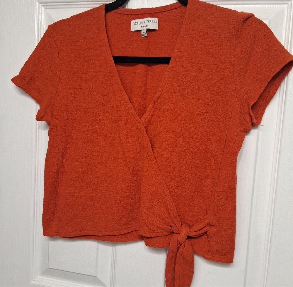 Madewell Texture & Thread Faux Wrap Tie  Top   Size XS - Picture 6 of 8
